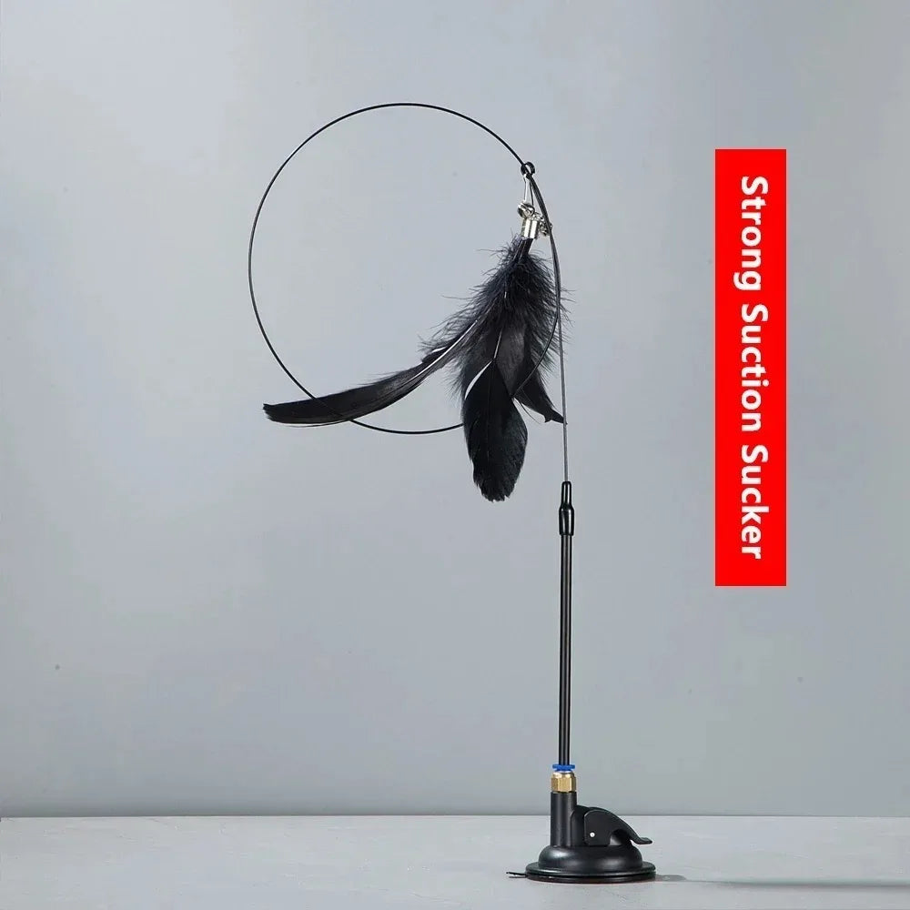 Cat Feather Teaser Toy with Bell and Suction Cup