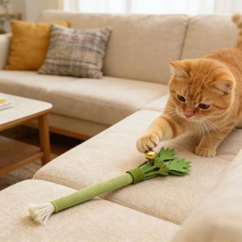 Cat Chew Toy Teeth Cleaning Molar Stick Interactive Bite Squeaky Toy