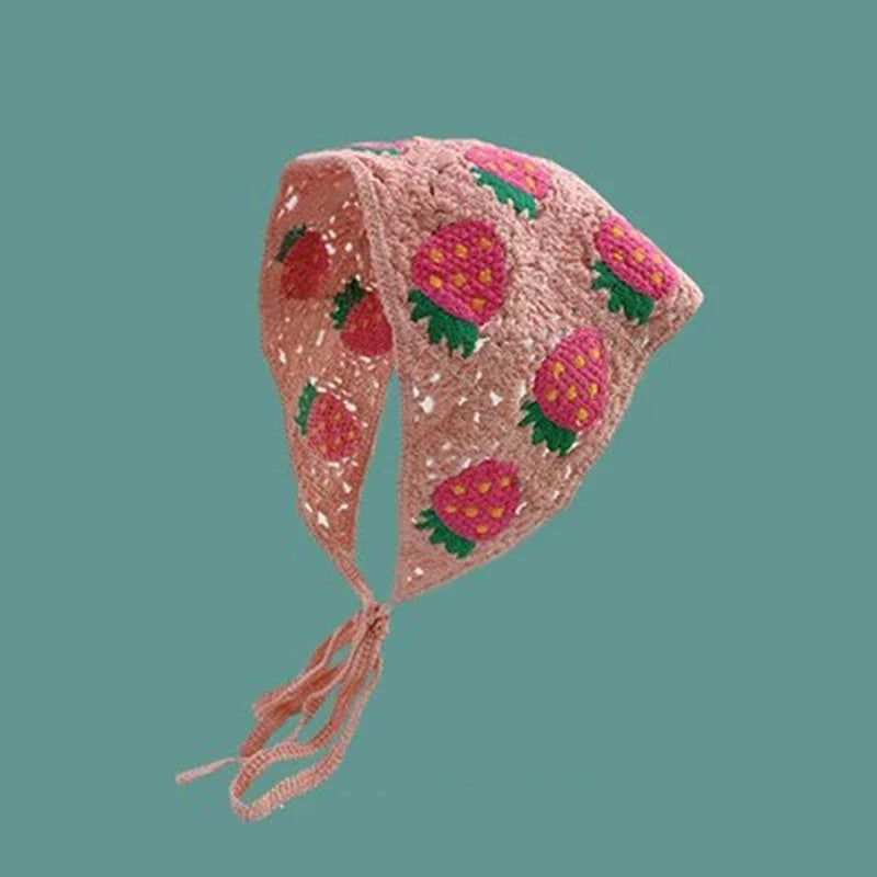 Crochet Triangle Headband for Women Handmade Flower Hair Scarf