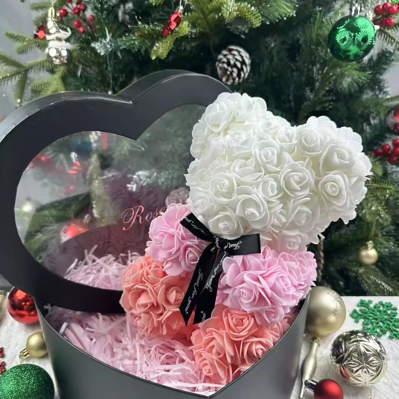 Rose Flower Teddy Bear Gift with Box for Women