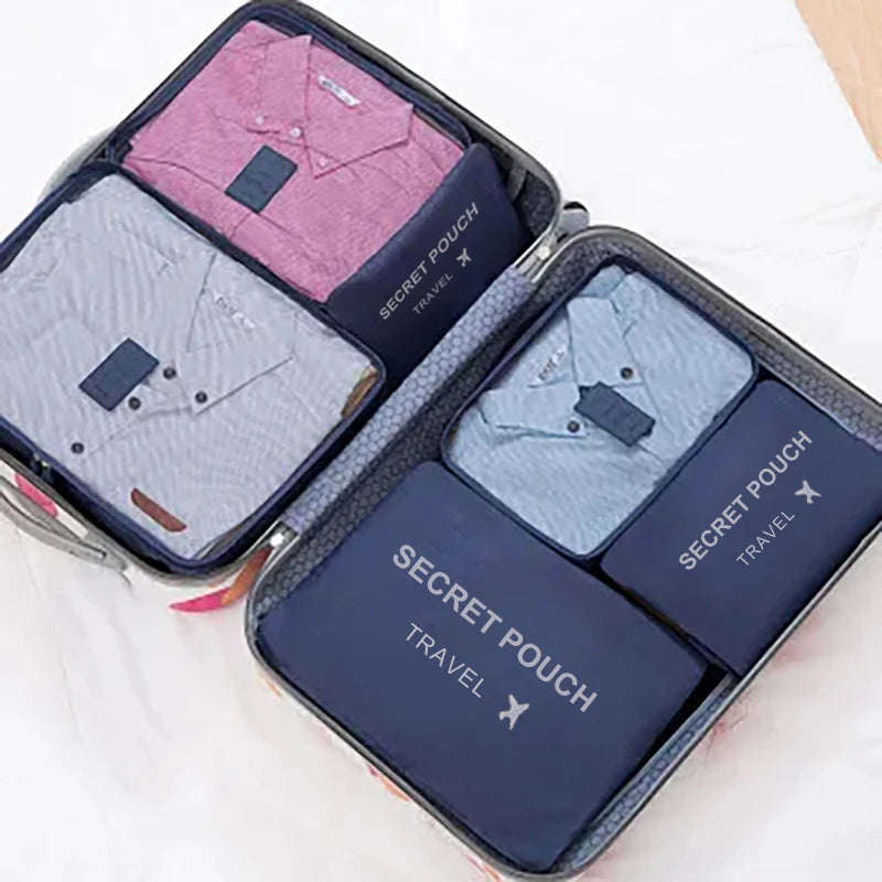 6pcs Travel Storage Bags Waterproof Packing Cubes Set Luggage Organizer Clothes Bags