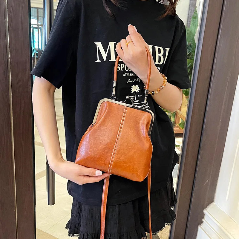Women Vintage Brown PU Leather Shoulder Bag Designer Crossbody Handbag Shell Purse