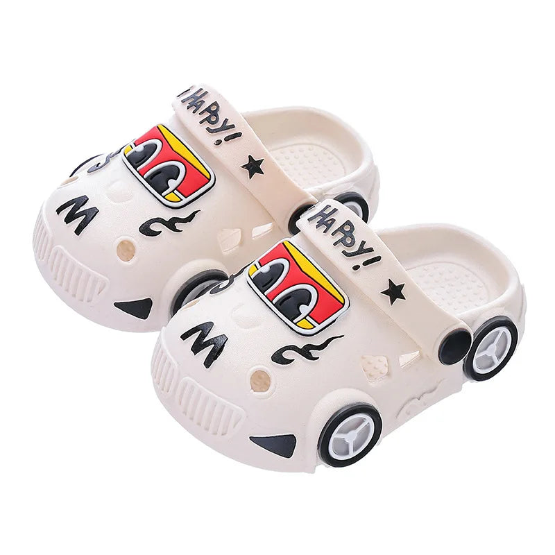 Kids Car Shape Light Up Anti Slip Soft Sole Beach Slippers