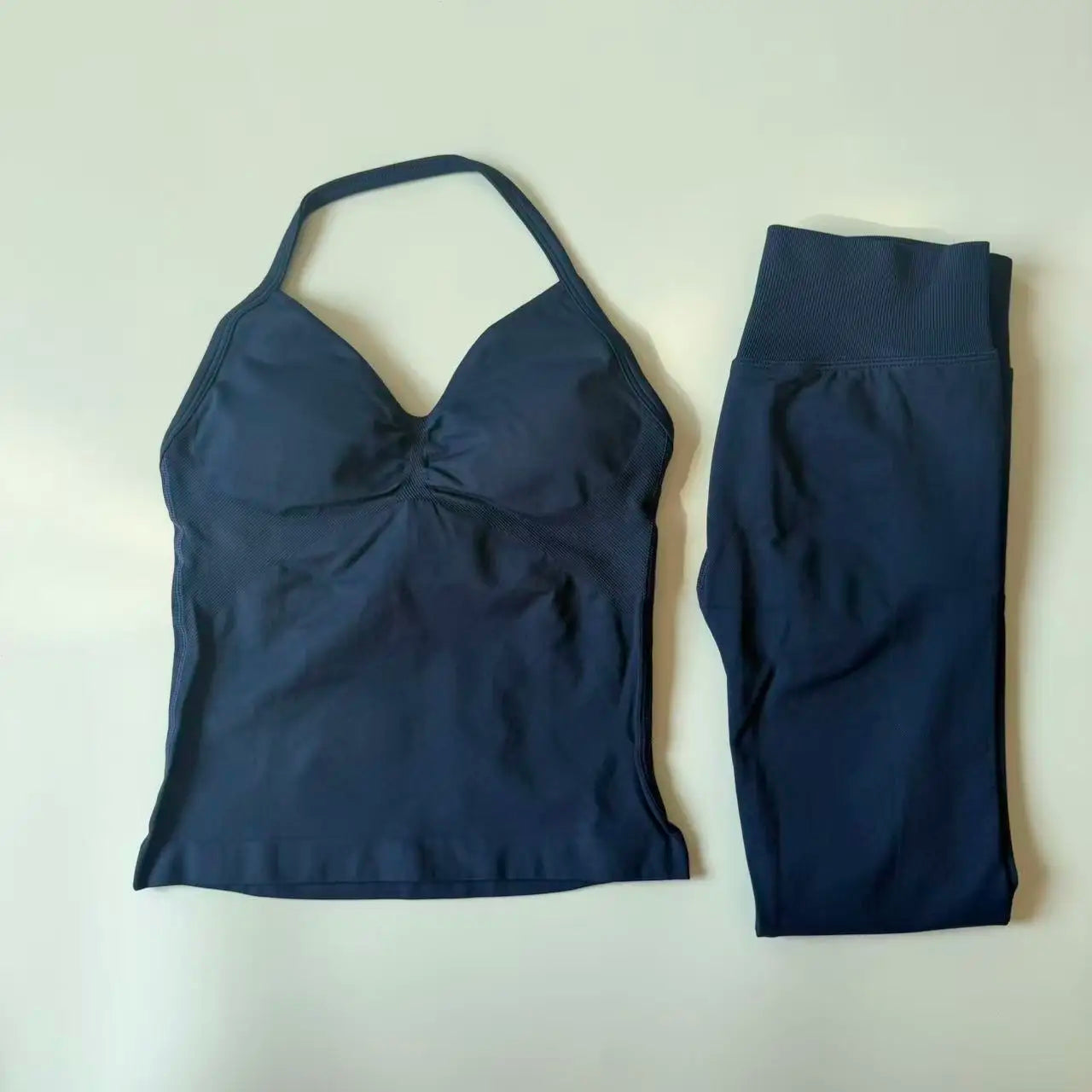 Backless Yoga Set Women Tank Top High Waist Scrunch Leggings Gym Fitness Outfit