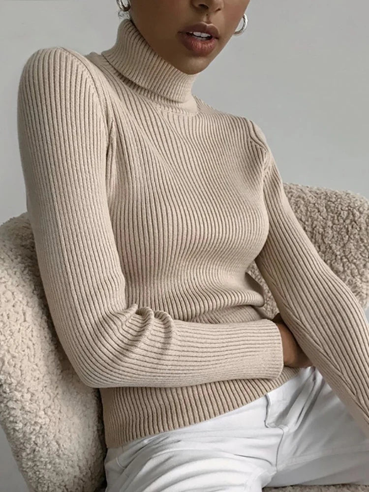 Women’s Soft Knit Turtleneck Sweater Autumn Winter Pullover Jumper