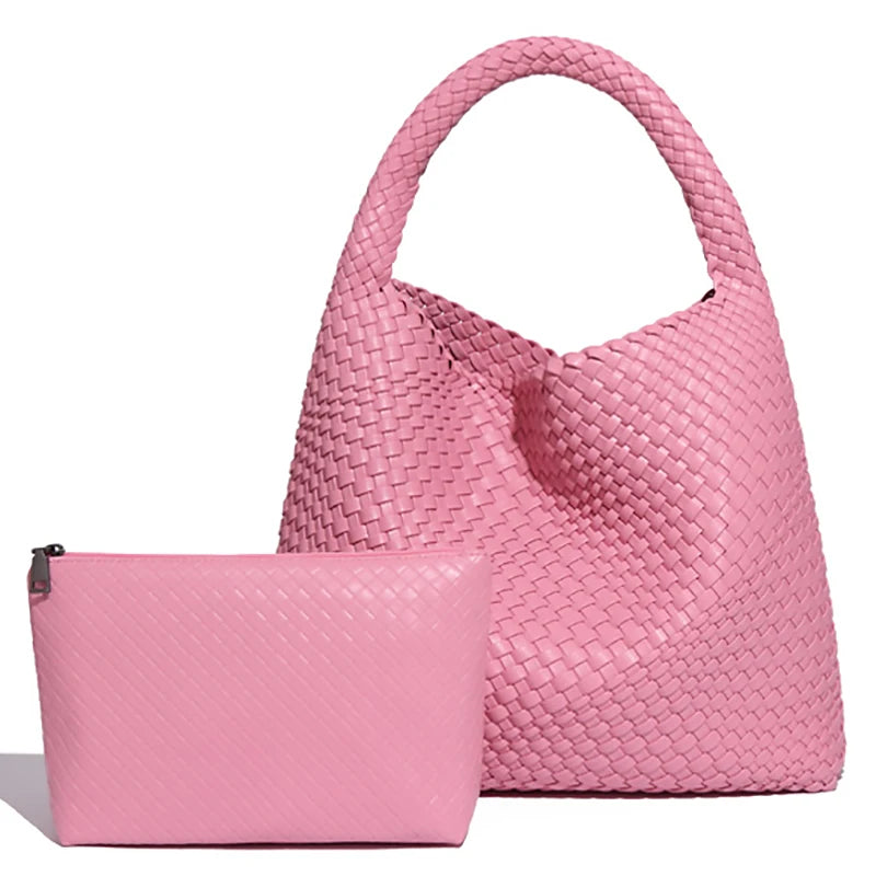 Women Tote Bag Large Capacity Soft Leather Shoulder Bag Summer Travel Shopper Tote