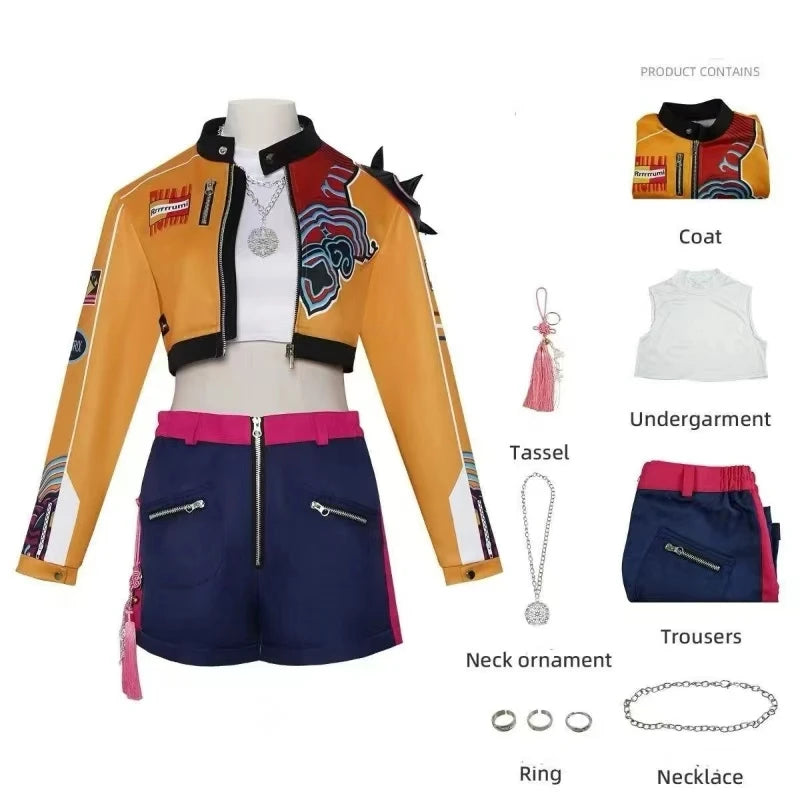 Kpop Cosplay Costume Set with Wig – Women Girls Halloween Party Outfit