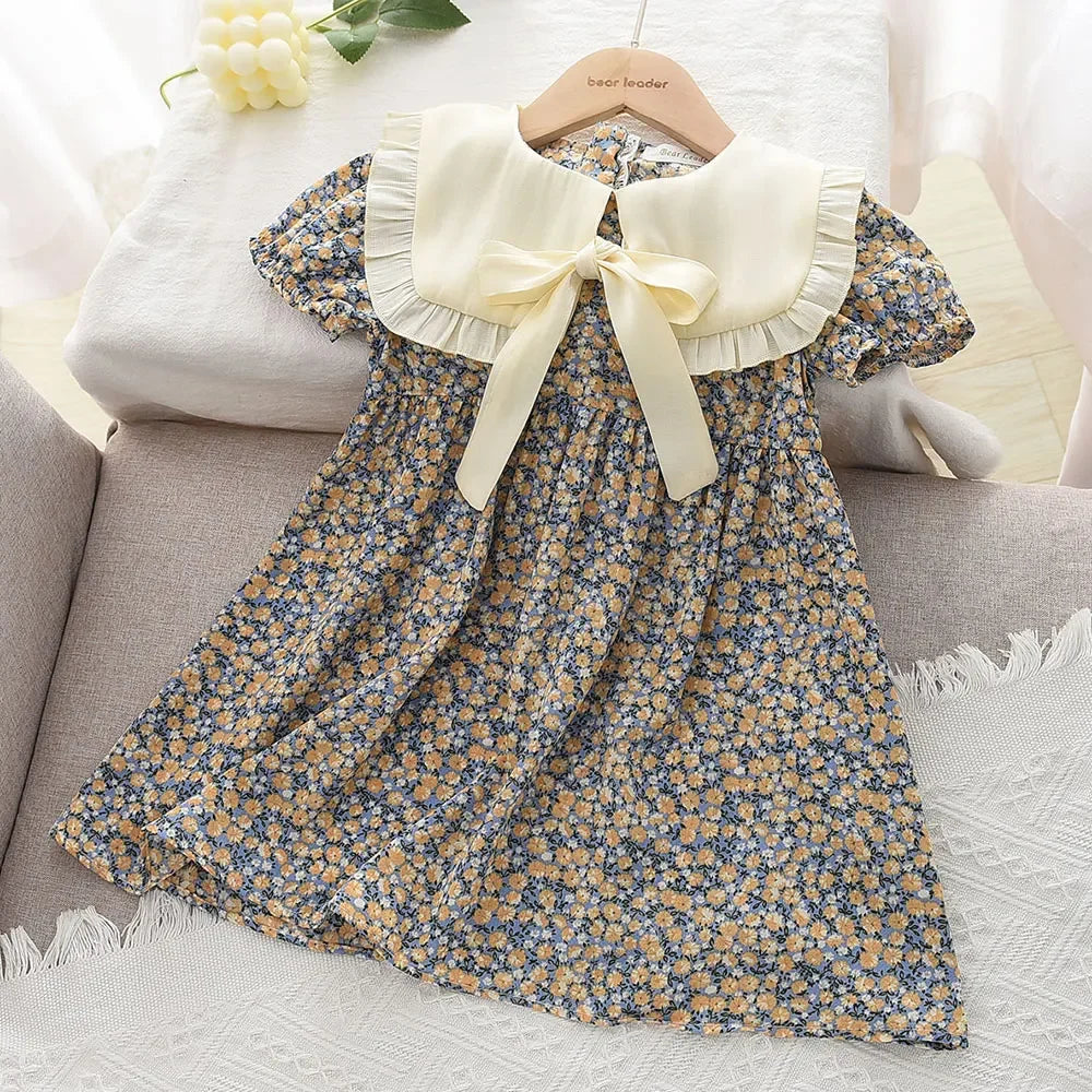 Girls Rose Pink Plaid Bow Midi Dress Princess Party Sundress