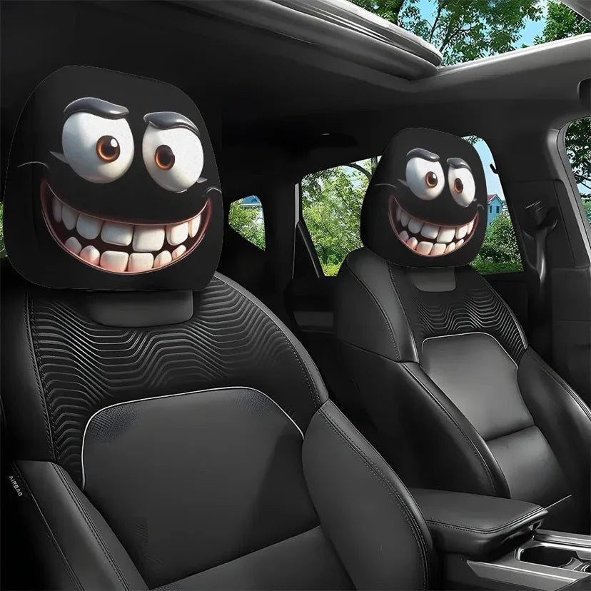 Funny Car Headrest Cover Cartoon Eyes Seat