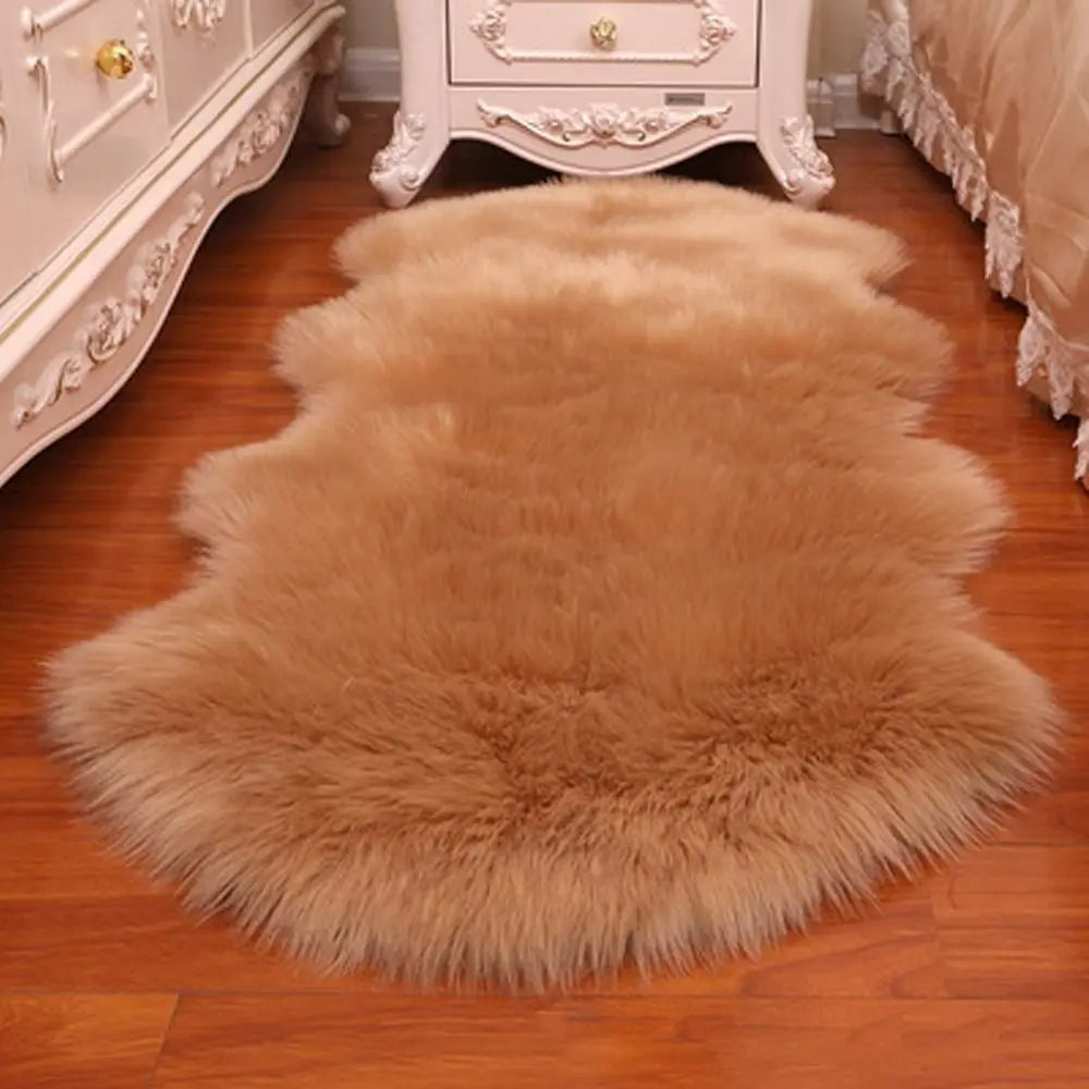 Artificial Sheepskin Rug Long Hair Fluffy Soft Faux Wool Shaggy Floor Mat Home Decor