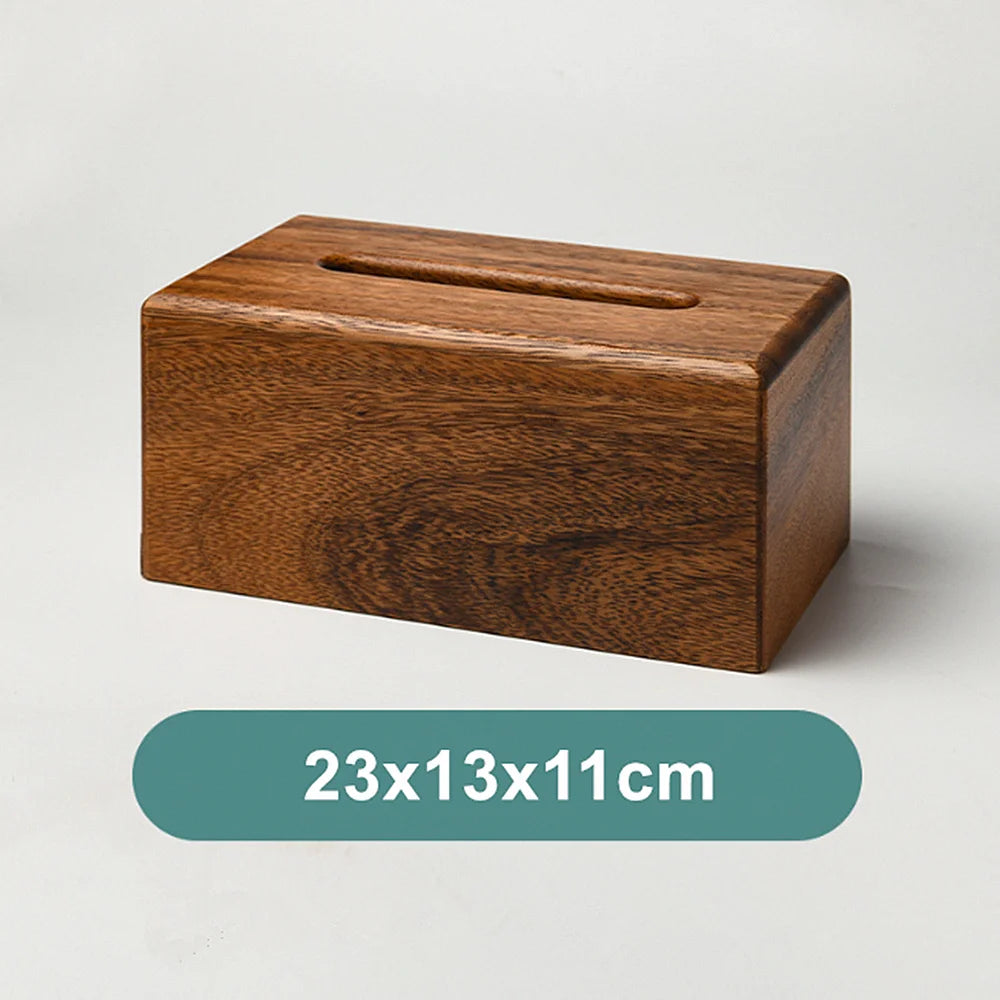 Black Walnut Wooden Tissue Box Holder Dining Table Paper Dispenser Container