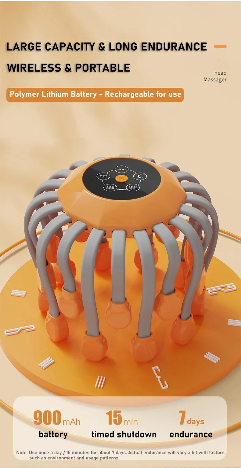 Scalp Head Massager with 20 Massage Heads Red Light Relaxation Stress Relief