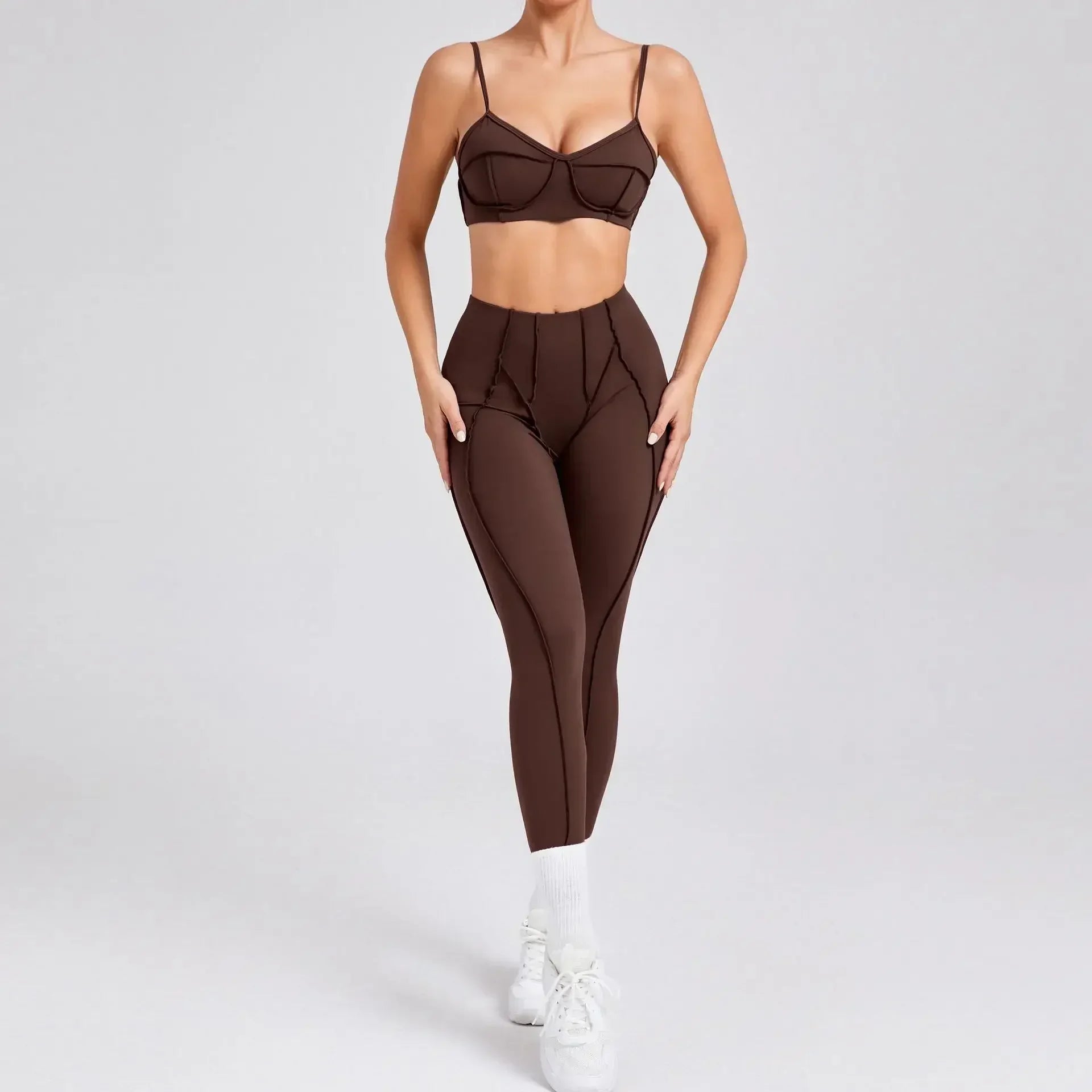 Women Seamless Yoga Set High Waist Hip Lifting Gym Sports Bra & Leggings Suit