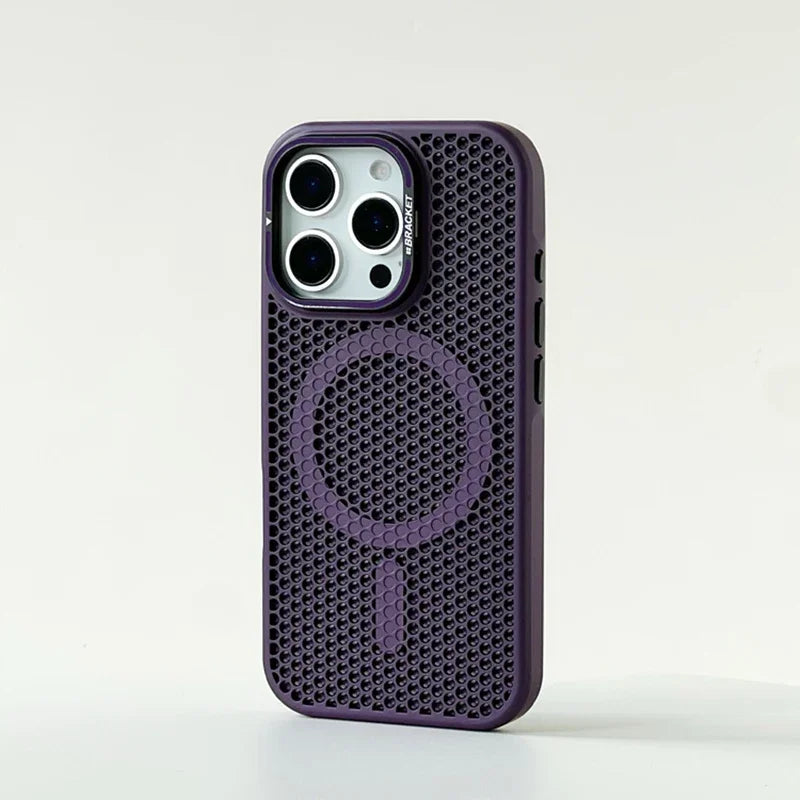 Mesh Cooling MagSafe Alloy Lens Wireless Charging iPhone Case