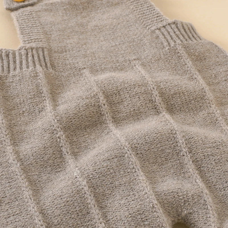 Baby Knitted Sleeveless Romper and Hat Set