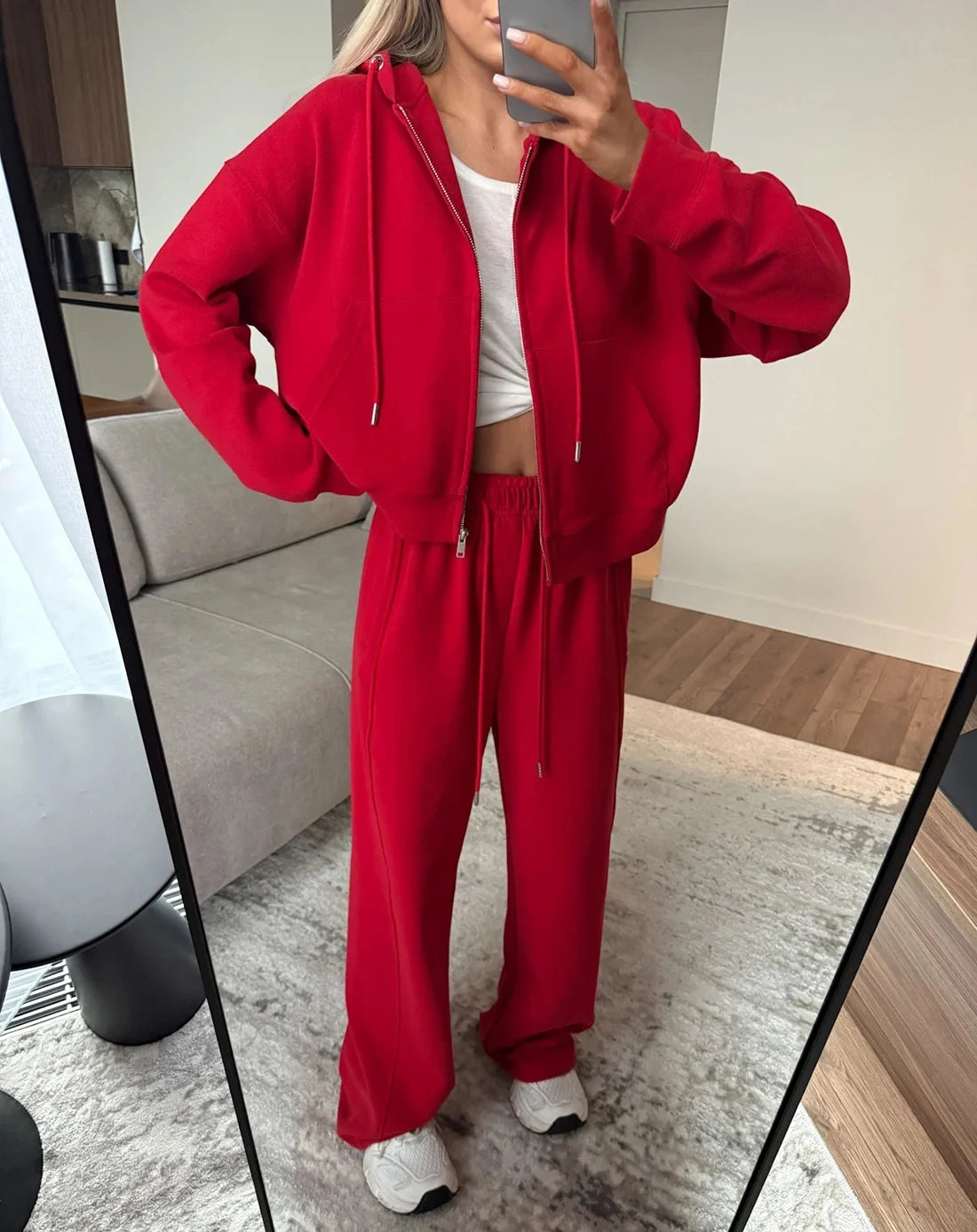 Women Hooded Tracksuit Set Zip Up Hoodie and Pants Outfit
