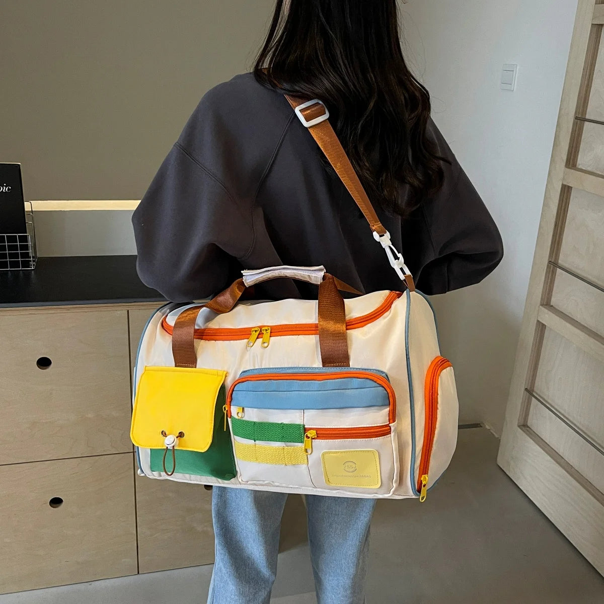 Unisex Travel Duffel Bag Gym Fitness Yoga Sports Bag Shoulder Crossbody Tote with Shoe Compartment