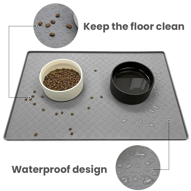 Pet Feeding Mat Silicone Waterproof Placemat for Cat Dog Food Bowl Non Slip