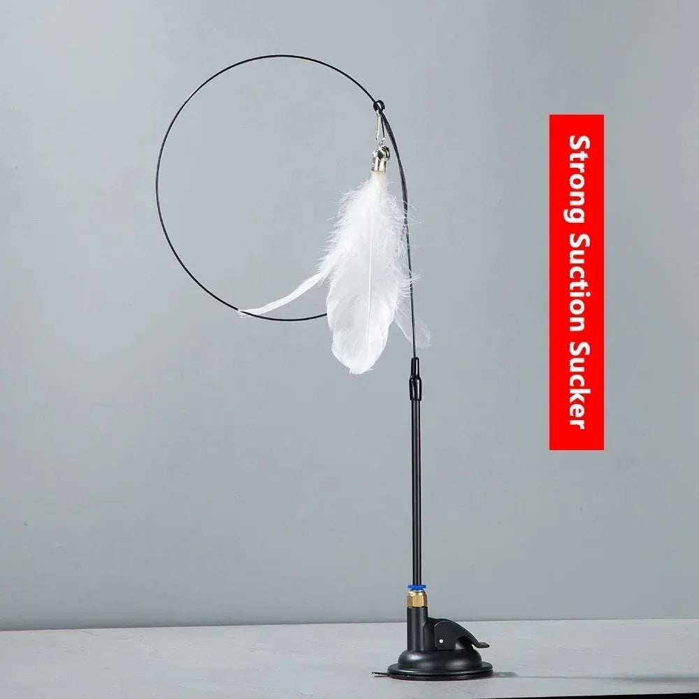 Cat Feather Teaser Toy with Bell and Suction Cup