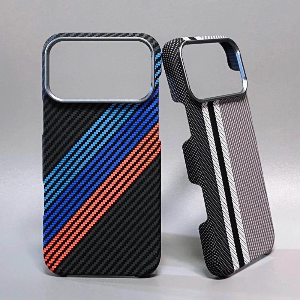 Kevlar Texture Magnetic Shockproof Metal Lens iPhone Case