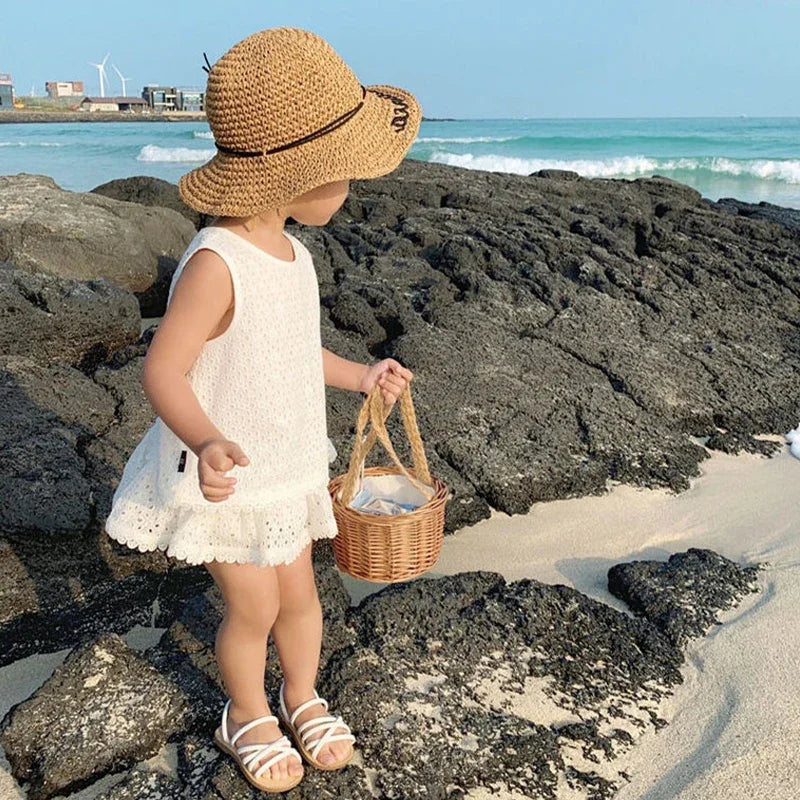 Girls Summer Lace Sleeveless Top and Shorts Set