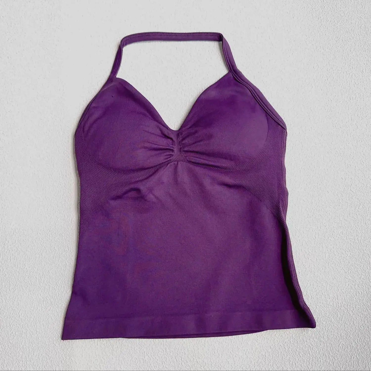 Longline Halter Yoga Tank Top Women Padded Strappy Gym Workout Sportswear