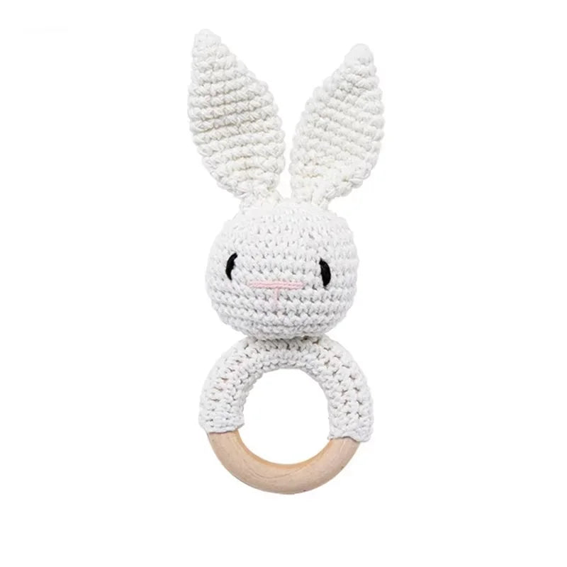 Baby Crochet Rattle Wooden Teether Toy BPA Free