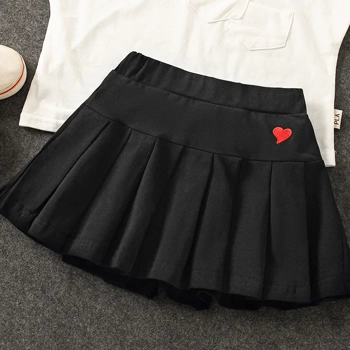 Girls Pleated Culotte Skirt with Safety Shorts