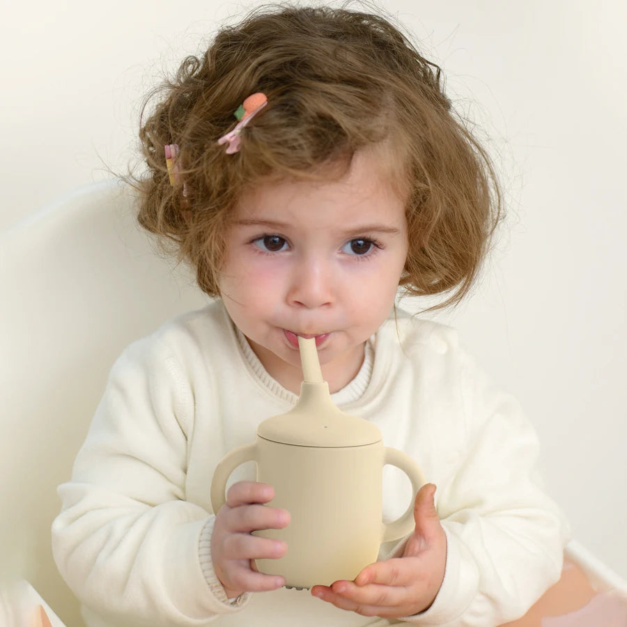 Baby Silicone Straw Cup Snack Container with Two Lids