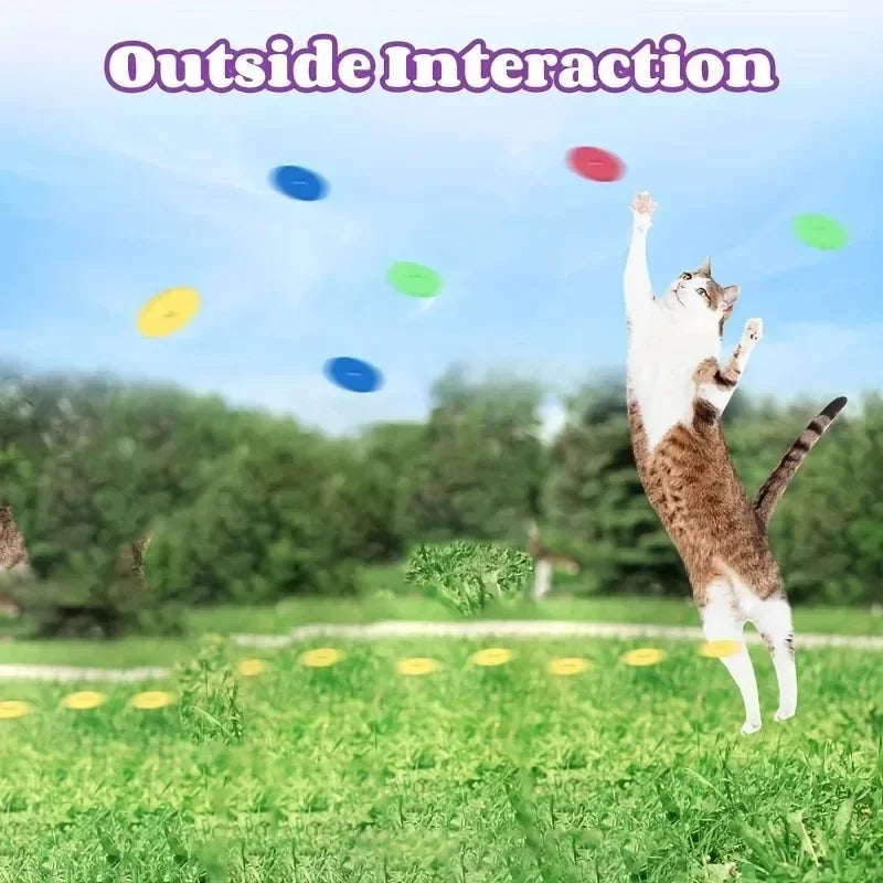 Interactive Cat Toy Foam Disc Launcher with 15pcs Reusable Discs