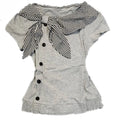 Women Y2K Cotton Irregular T Shirt Plaid Sailor Collar Kawaii Summer Top