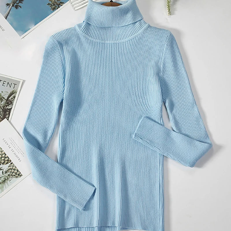 Women’s Soft Knit Turtleneck Sweater Autumn Winter Pullover Jumper