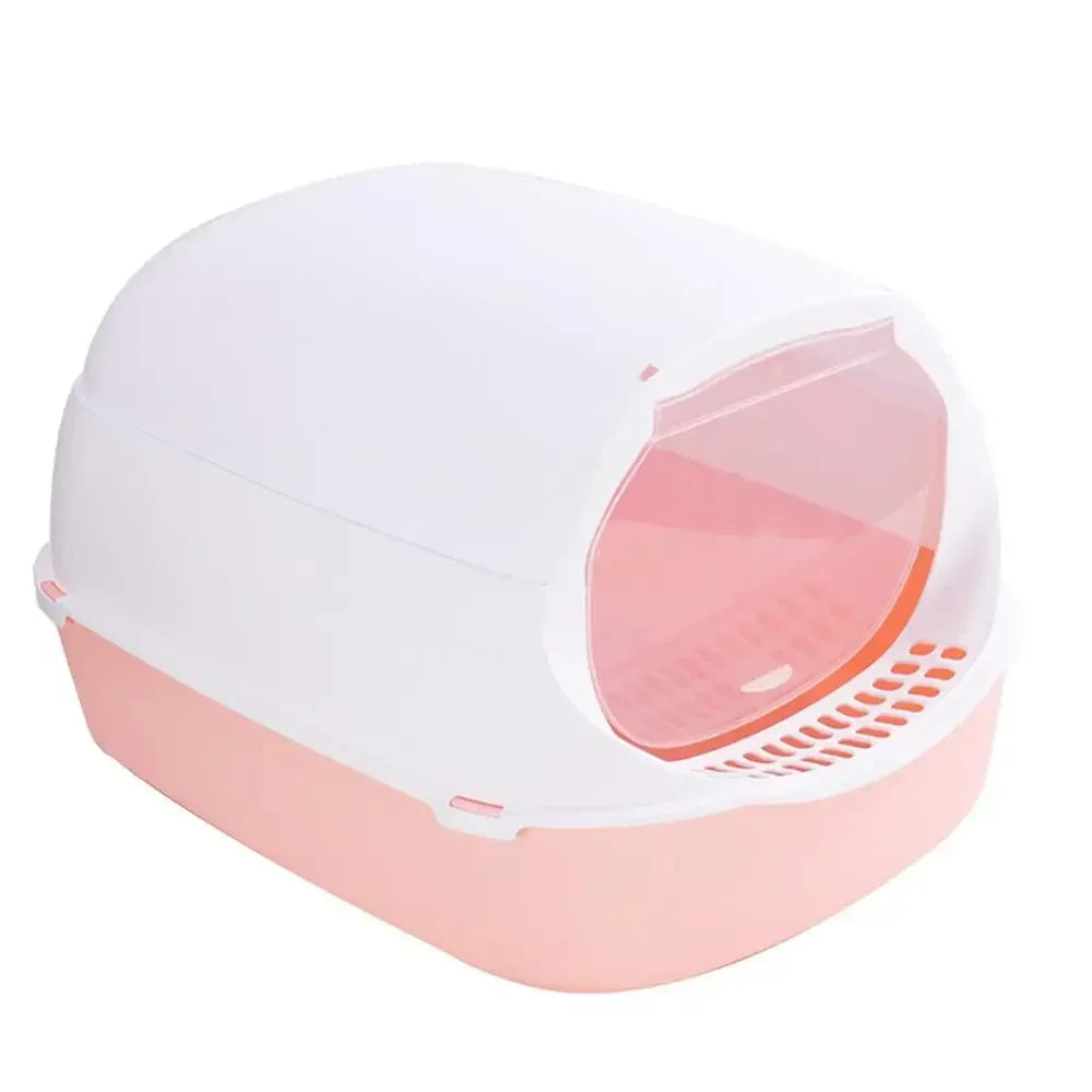 Semi Enclosed Cat Litter Box Splashproof Cat Toilet Tray