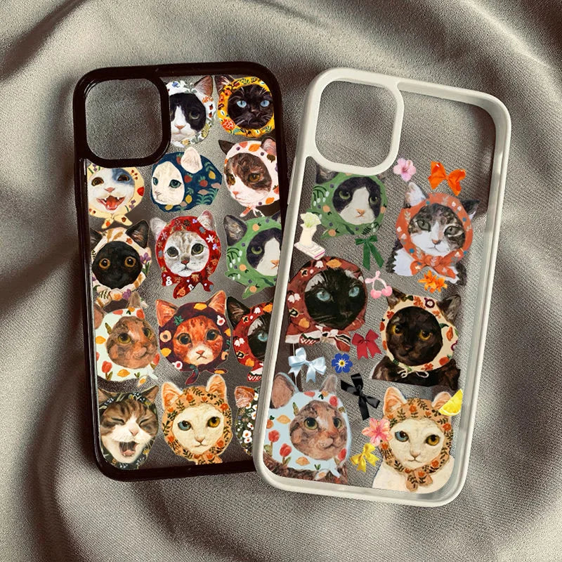 Colorful Cat Clear Anti Drop iPhone Case
