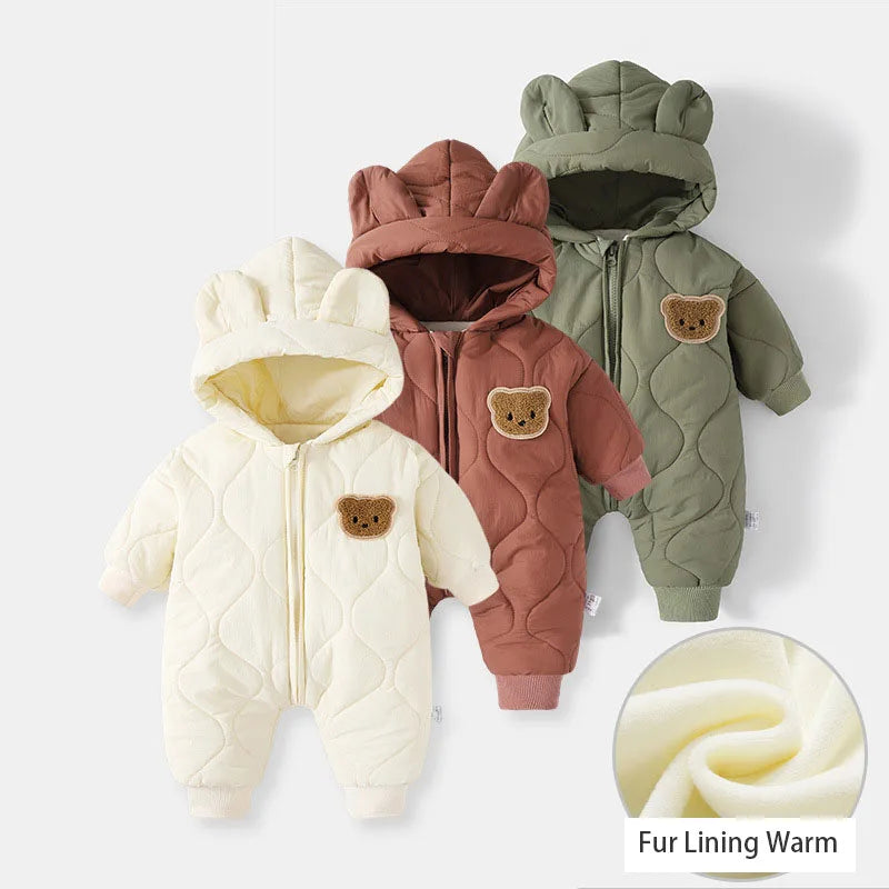 Winter Baby Bear Romper Warm Fleece Jumpsuit