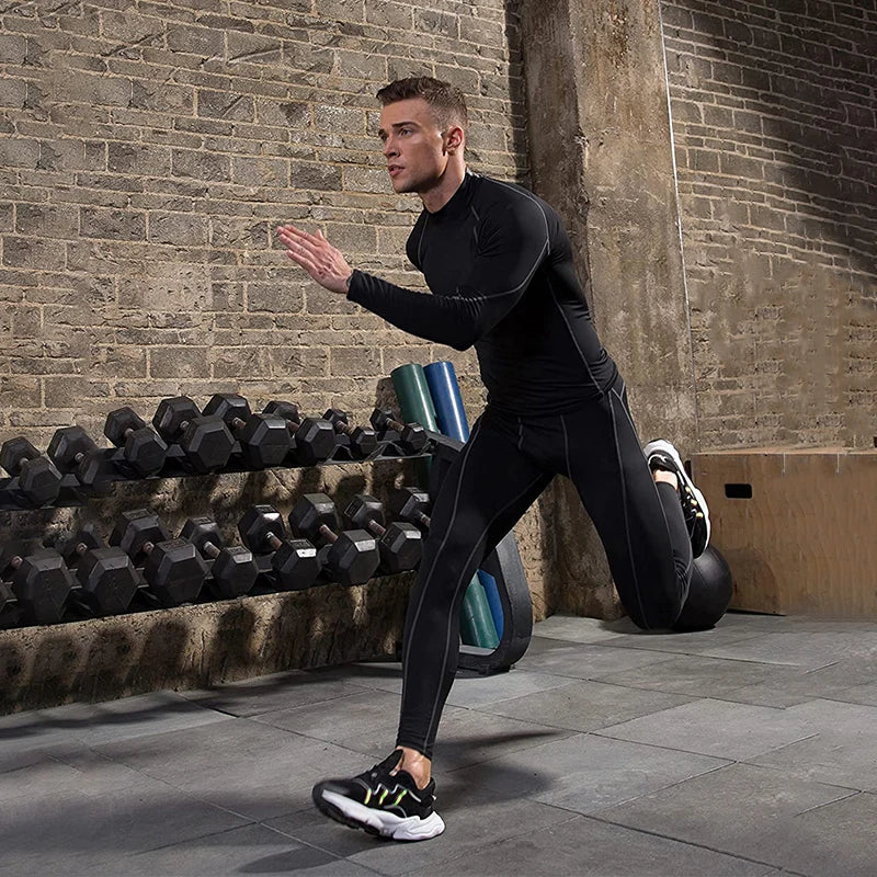 Men Compression Long Sleeve Quick Dry Gym Running Fitness Rash Guard Shirt