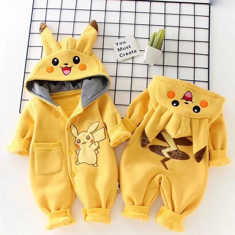 Baby Cartoon Yellow Mouse Winter Onesie Long Sleeve Newborn Romper