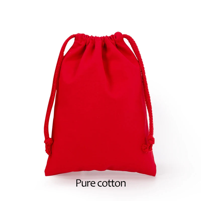 Cotton Drawstring Storage Bag Reusable Canvas Gift Pouch Dustproof Organizer