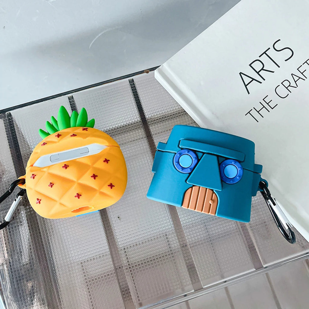 Pineapple Cartoon Silicone AirPods Case with Keychain Soft Wireless Charging Cover