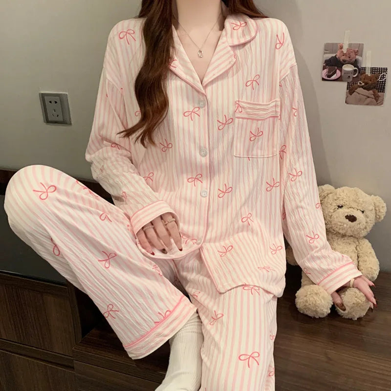 Women Love Print Pajama Set Soft Lounge Sleepwear