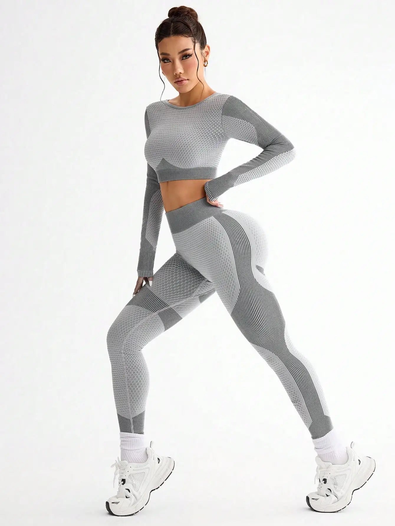 2pcs Women Seamless Yoga Set Sports Running Fitness Outfit Breathable Activewear