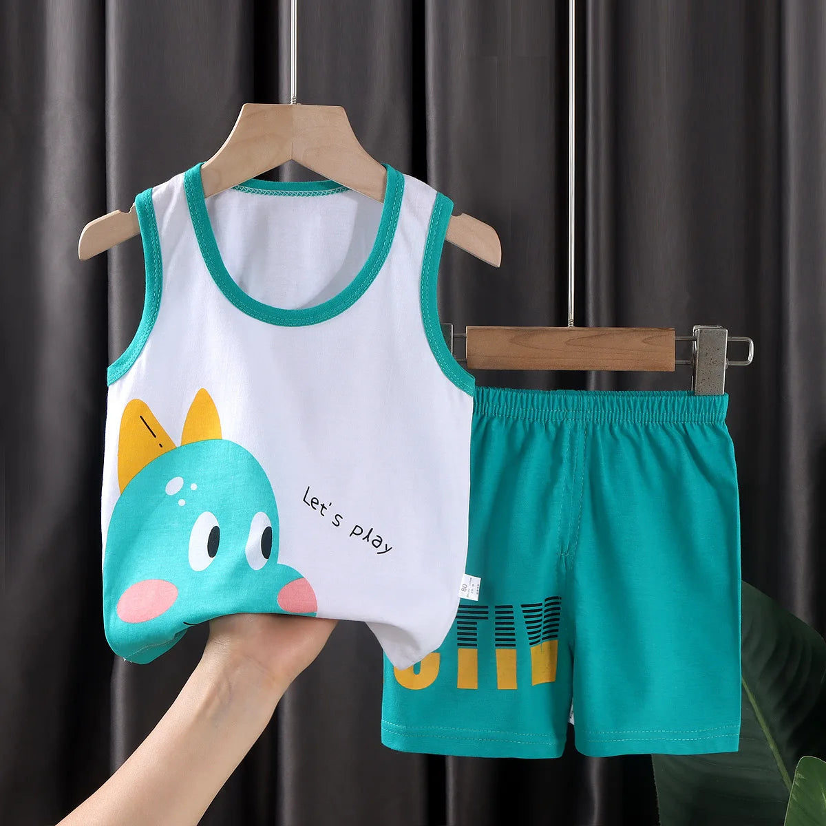 Kids Summer Sleeveless T Shirt and Shorts Set 2pcs