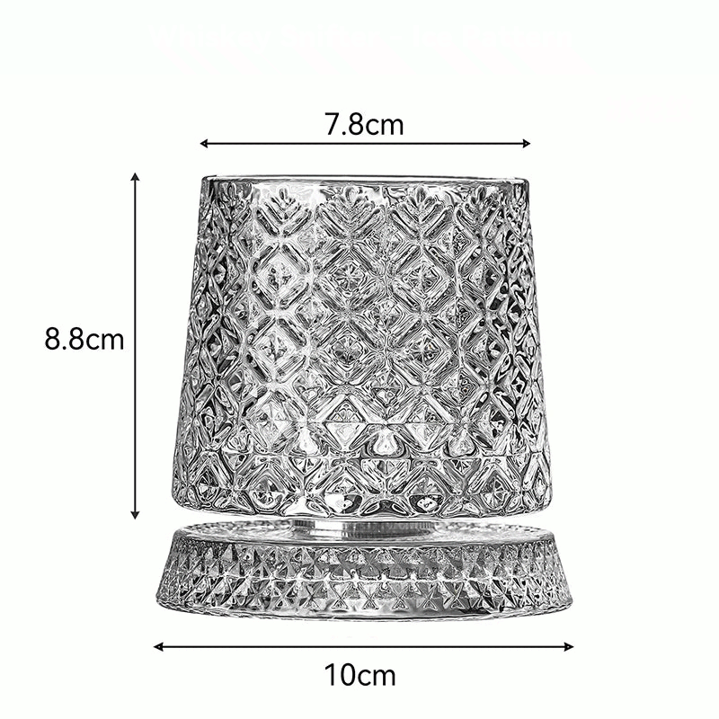 Rotating Whiskey Glass 360 Degree Crystal Tumbler with Glass Base for Cocktail