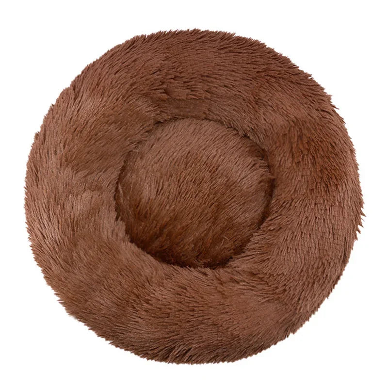 Round Plush Pet Bed Soft Warm Dog Cat Sleeping Bed Multiple Sizes