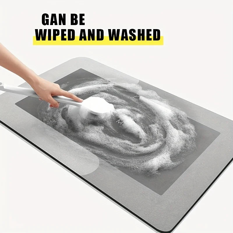 Diatomaceous Earth Bath Mat Super Absorbent Non Slip Fast Drying Floor Mat