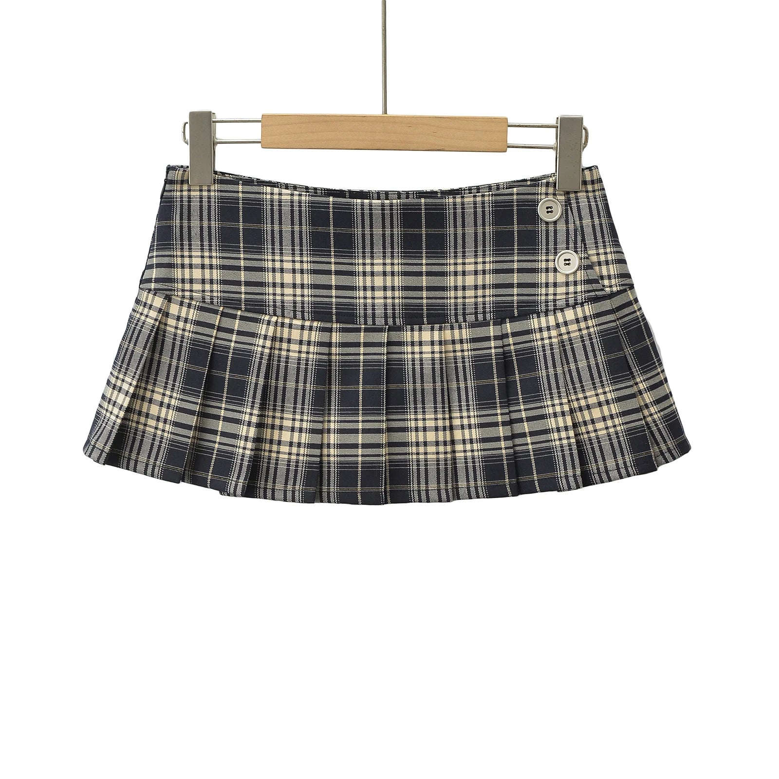 Women Y2K Plaid Pleated Mini Skirt Vintage Preppy Style Summer Skirt