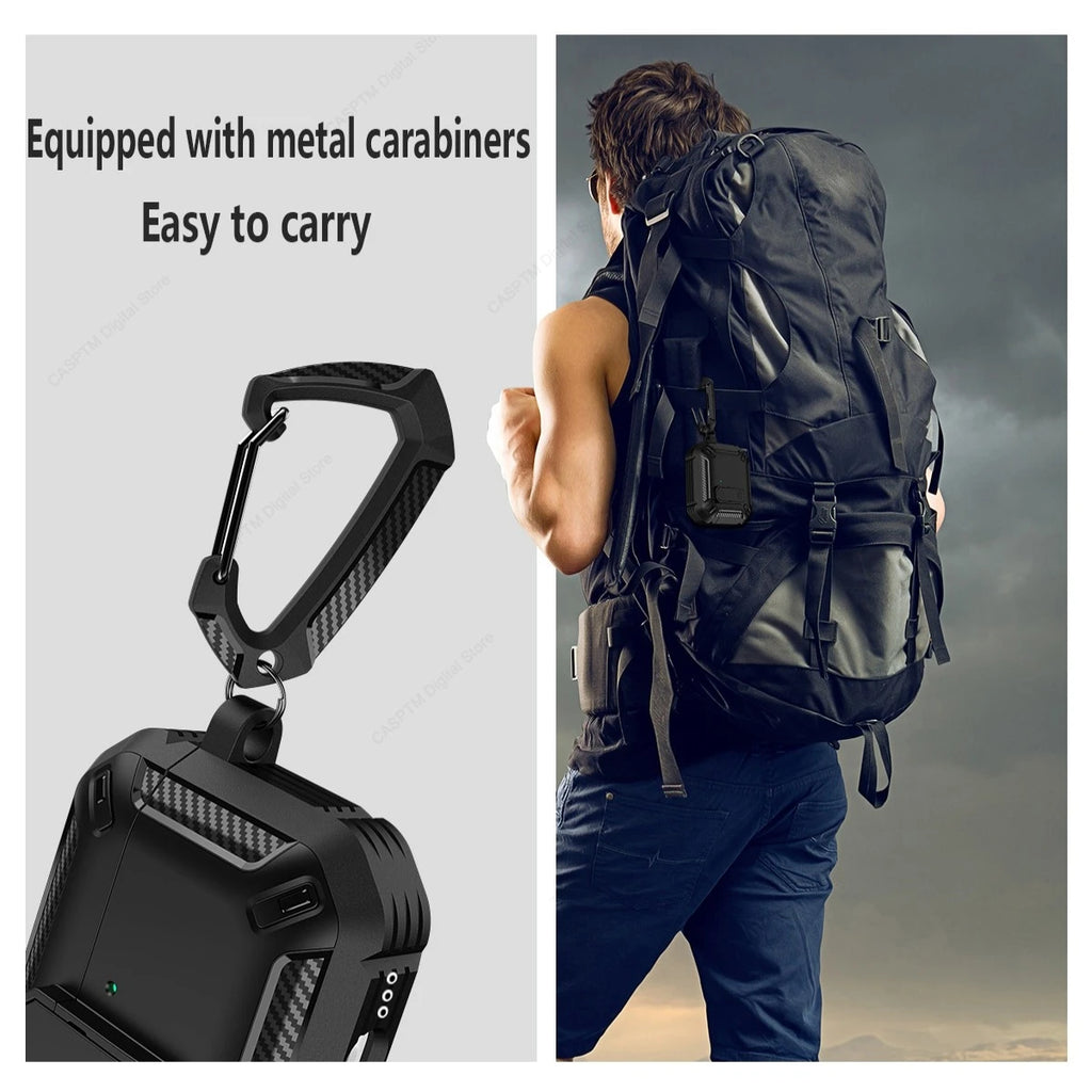 AirPods 4 Rugged Case with Lock Hook Shockproof TPU Protective Cover