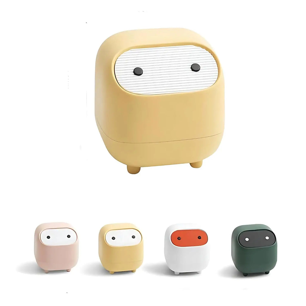 Mini Desktop Trash Can with Lid Cute Small Plastic Garbage Bin for Office Bathroom