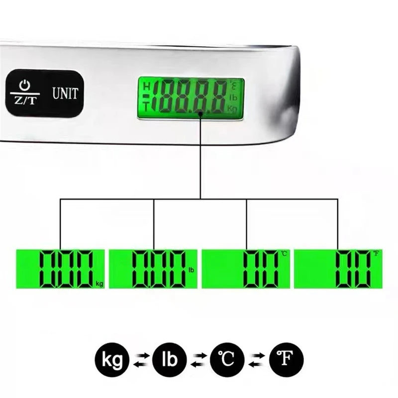 Portable Digital Luggage Scale – LCD Hanging Baggage Weight Scale 50kg/110lb