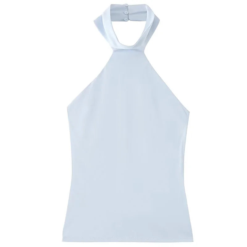 Women Halter Crop Top Backless Sleeveless Sexy Summer Camisole Vest